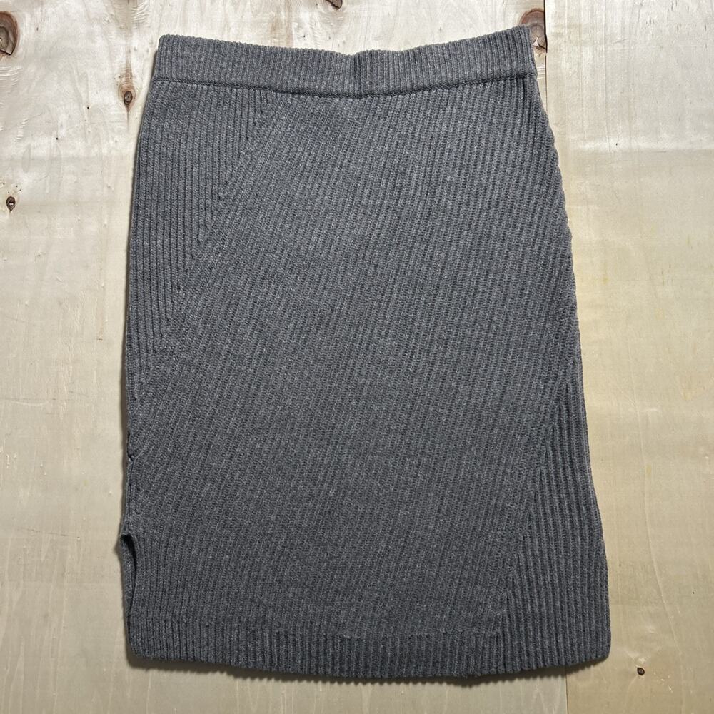 Madewell Woodside Sweater Pencil Skirt Gray 100% Merino Wool Ribbed Size L F9073